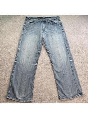 Y2K Relativity Loose Straight Light Wash Baggy Jeans 38 Wide Leg Skater Denim